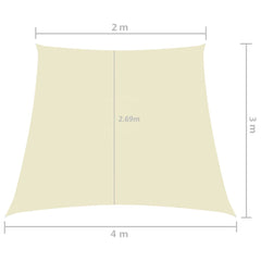 vidaXL Sunshade Sail Oxford Fabric Trapezium 2/4x3 m Cream 6