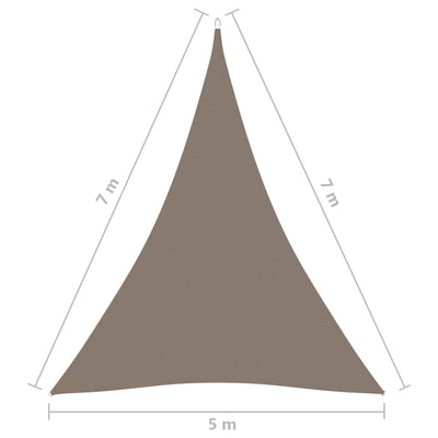 Sunshade Sail Oxford Fabric Triangular 5x7x7 m Taupe