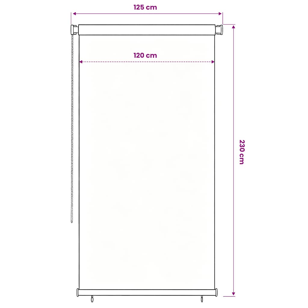 vidaXL Outdoor Roller Blind 125(W)x230(H) cm Dark Green HDPE 6