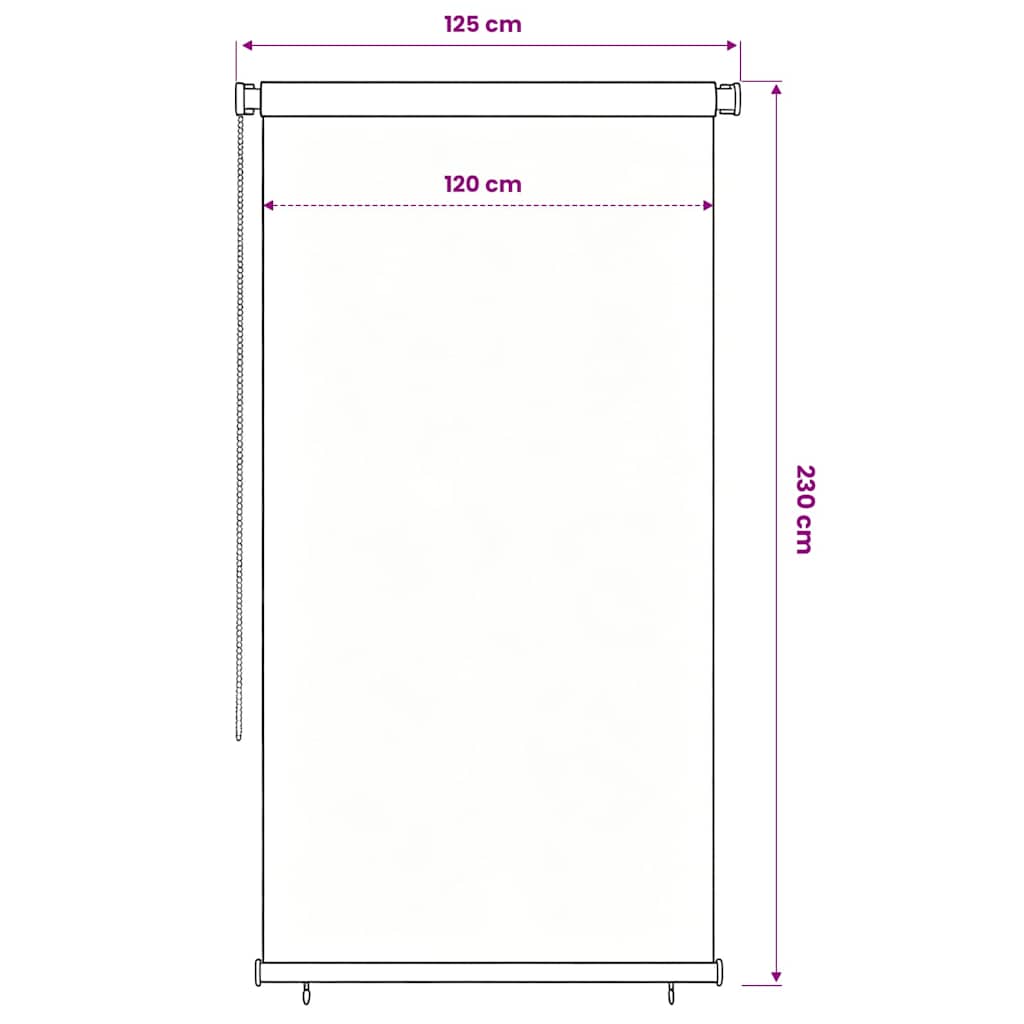 vidaXL Outdoor Roller Blind 125(W)x230(H) cm Black 6