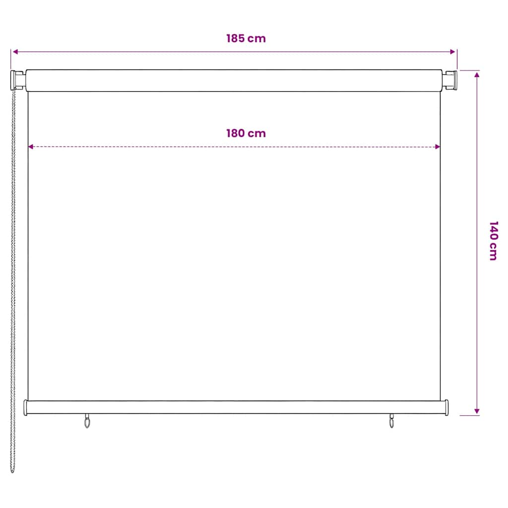 vidaXL Outdoor Roller Blind 185(W)x140(H) cm Brown HDPE 6