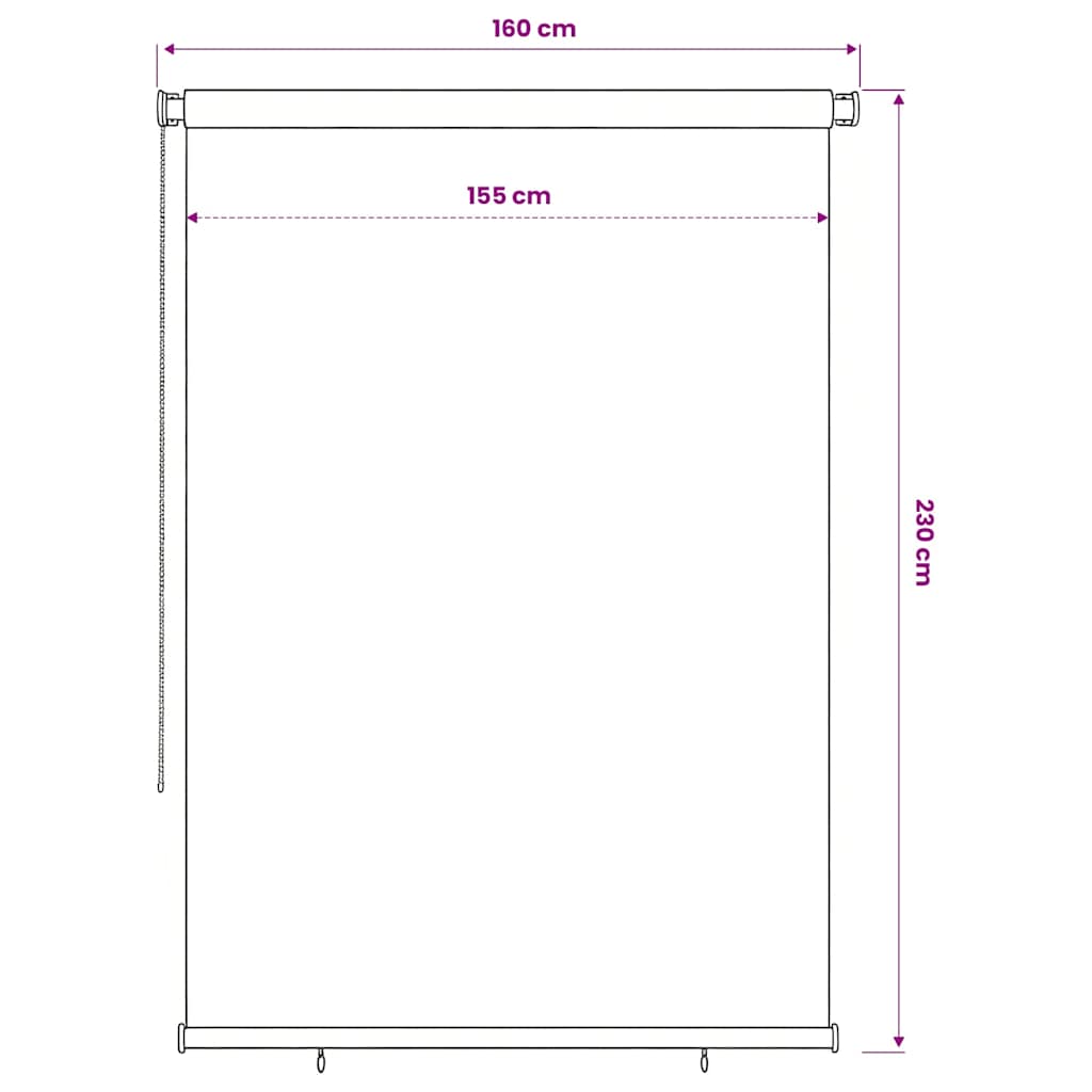 vidaXL Outdoor Roller Blind 165(W)x230(H) cm Brown HDPE 6