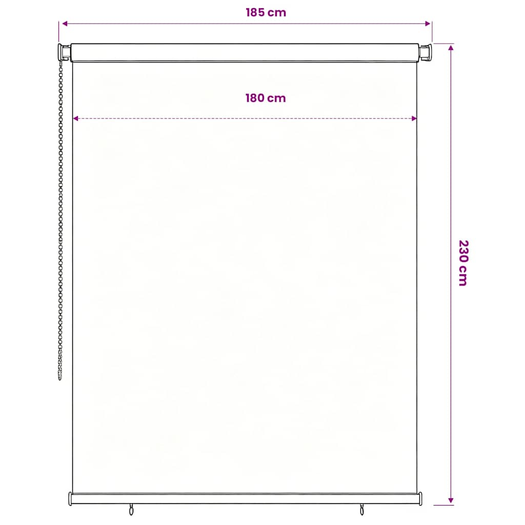 vidaXL Outdoor Roller Blind 185(W)x230(H) cm Brown 6