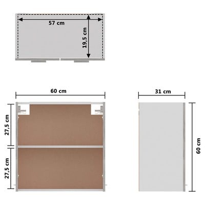 Hanging Cabinet Concrete Grey 60x31x60 cm Engineered Wood