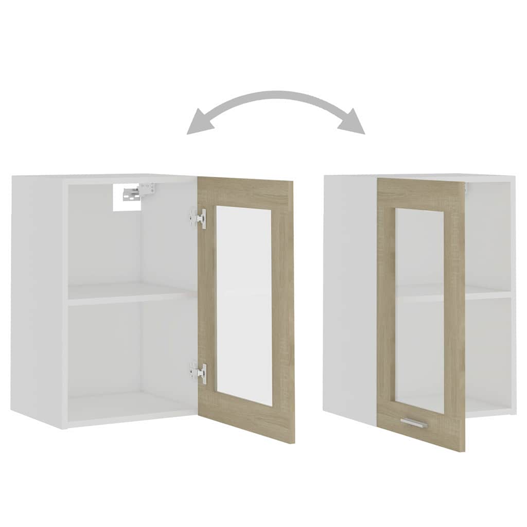 vidaXL Hanging Glass Cabinet Lyon Sonoma Oak 40x31x60 cm Engineered Wood 6