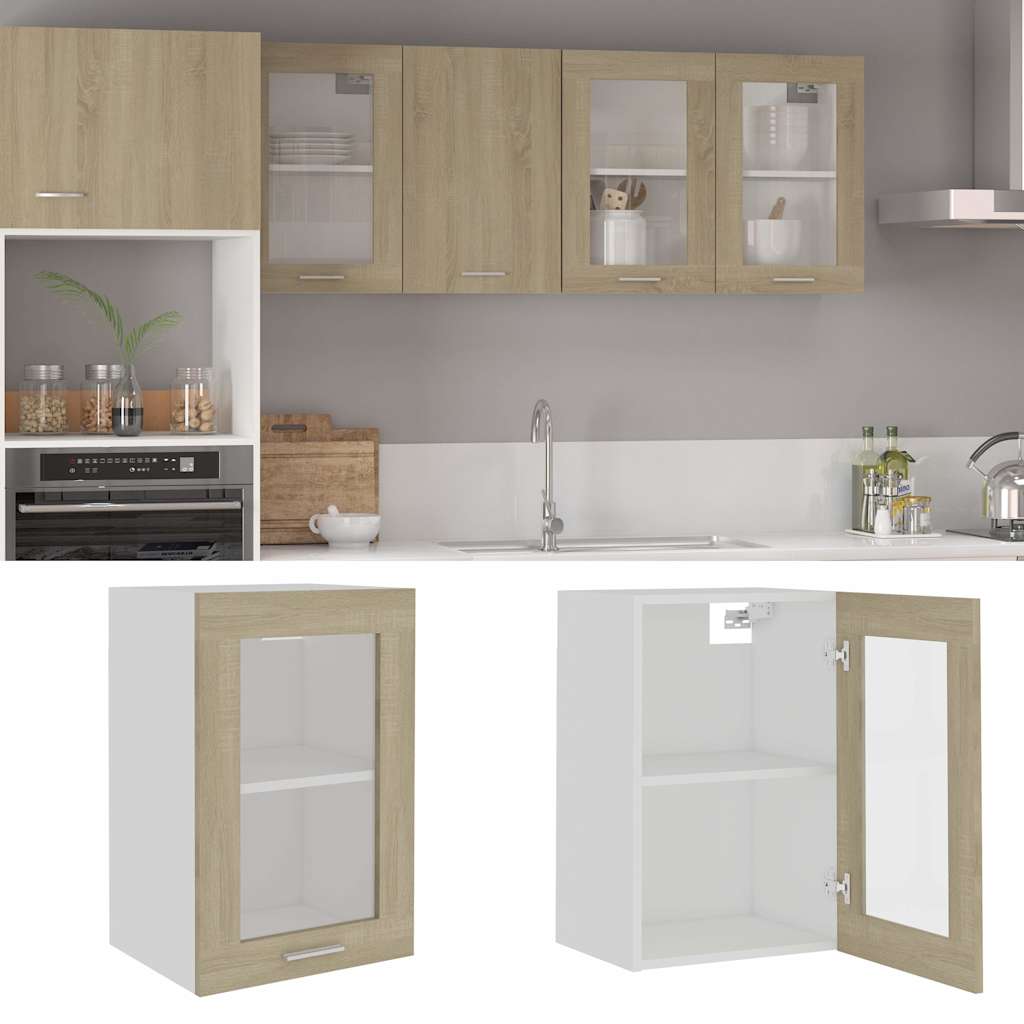 vidaXL Hanging Glass Cabinet Lyon Sonoma Oak 40x31x60 cm Engineered Wood 1