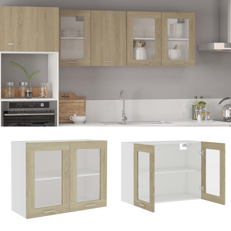 Hanging Glass Cabinet Sonoma Oak 80x31x60 cm Engineered Wood