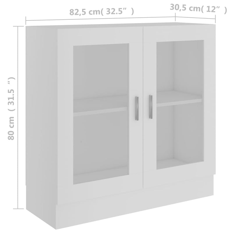 Vitrine Cabinet White 82.5x30.5x80 cm Engineered Wood