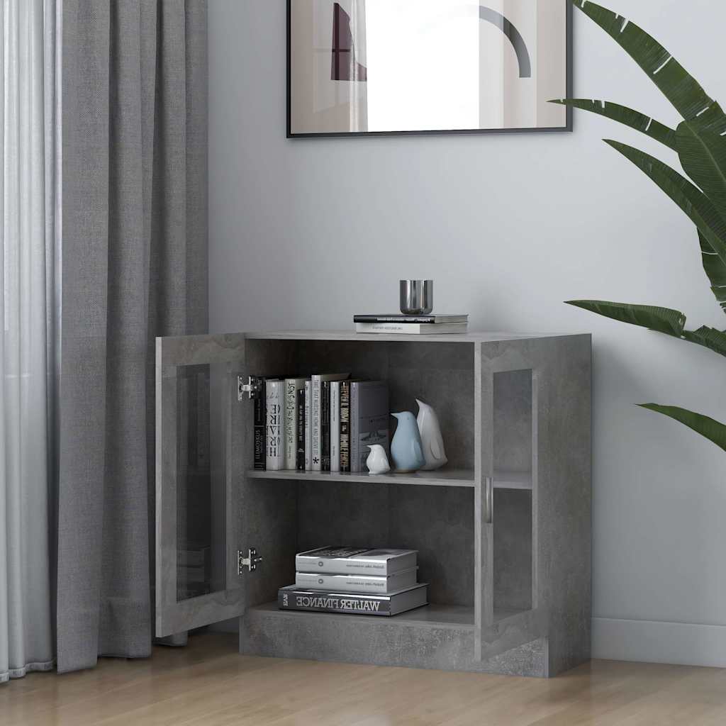 802745 vidaXL Vitrine Cabinet Concrete Grey 82,5x30,5x80 cm Engineered Wood 3