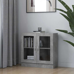 802745 vidaXL Vitrine Cabinet Concrete Grey 82,5x30,5x80 cm Engineered Wood 1