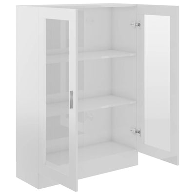 Vitrine Cabinet High Gloss White 82.5x30.5x115 cm Engineered Wood