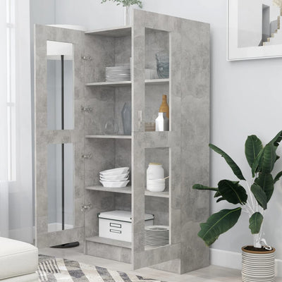 Vitrine Cabinet Concrete Grey 82.5x30.5x150 cm Engineered Wood