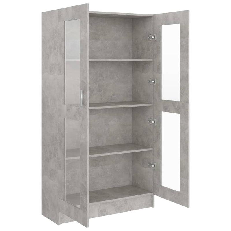 Vitrine Cabinet Concrete Grey 82.5x30.5x150 cm Engineered Wood