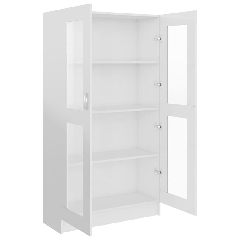 Vitrine Cabinet High Gloss White 82.5x30.5x150 cm Engineered Wood