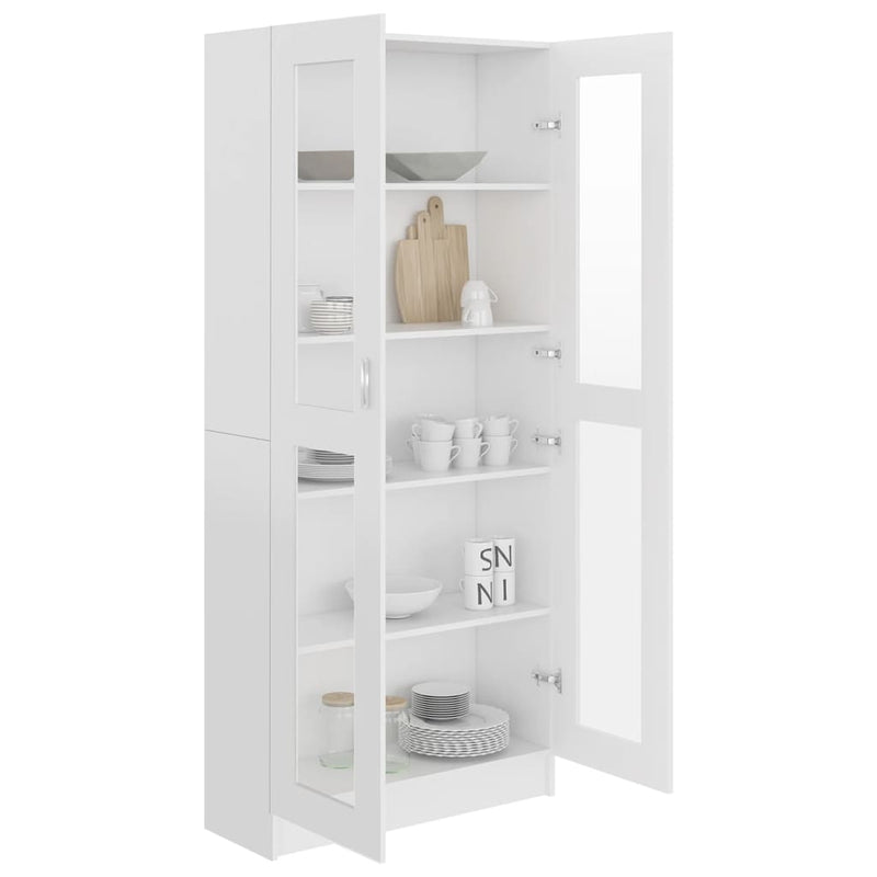 Vitrine Cabinet White 82.5x30.5x185.5 cm Engineered Wood