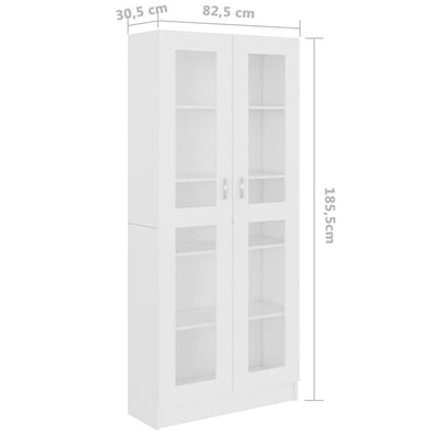 Vitrine Cabinet White 82.5x30.5x185.5 cm Engineered Wood