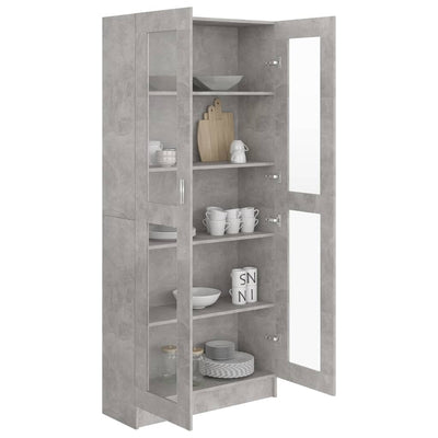 Vitrine Cabinet Concrete Grey 82.5x30.5x185.5 cm Engineered Wood