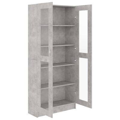 Vitrine Cabinet Concrete Grey 82.5x30.5x185.5 cm Engineered Wood