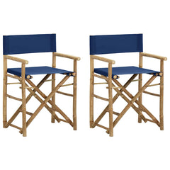 Folding Director's Chairs 2 pcs Bamboo and Fabric Blue