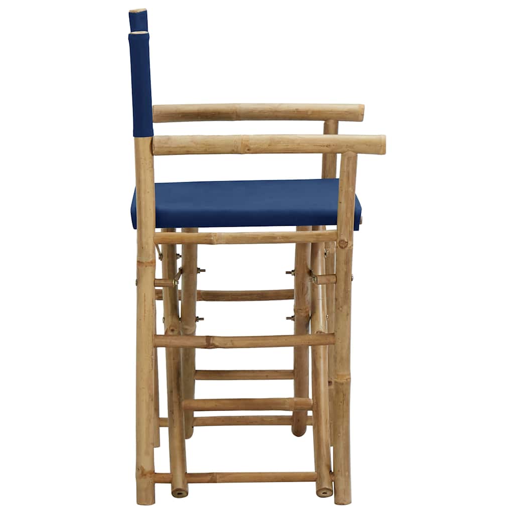Folding Director's Chairs 2 pcs Bamboo and Fabric Blue