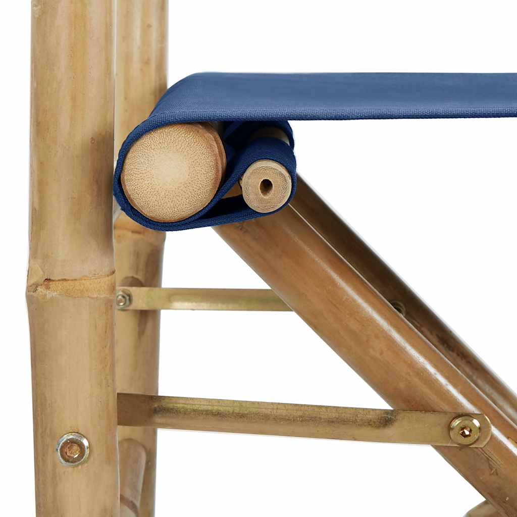 Folding Director's Chairs 2 pcs Bamboo and Fabric Blue