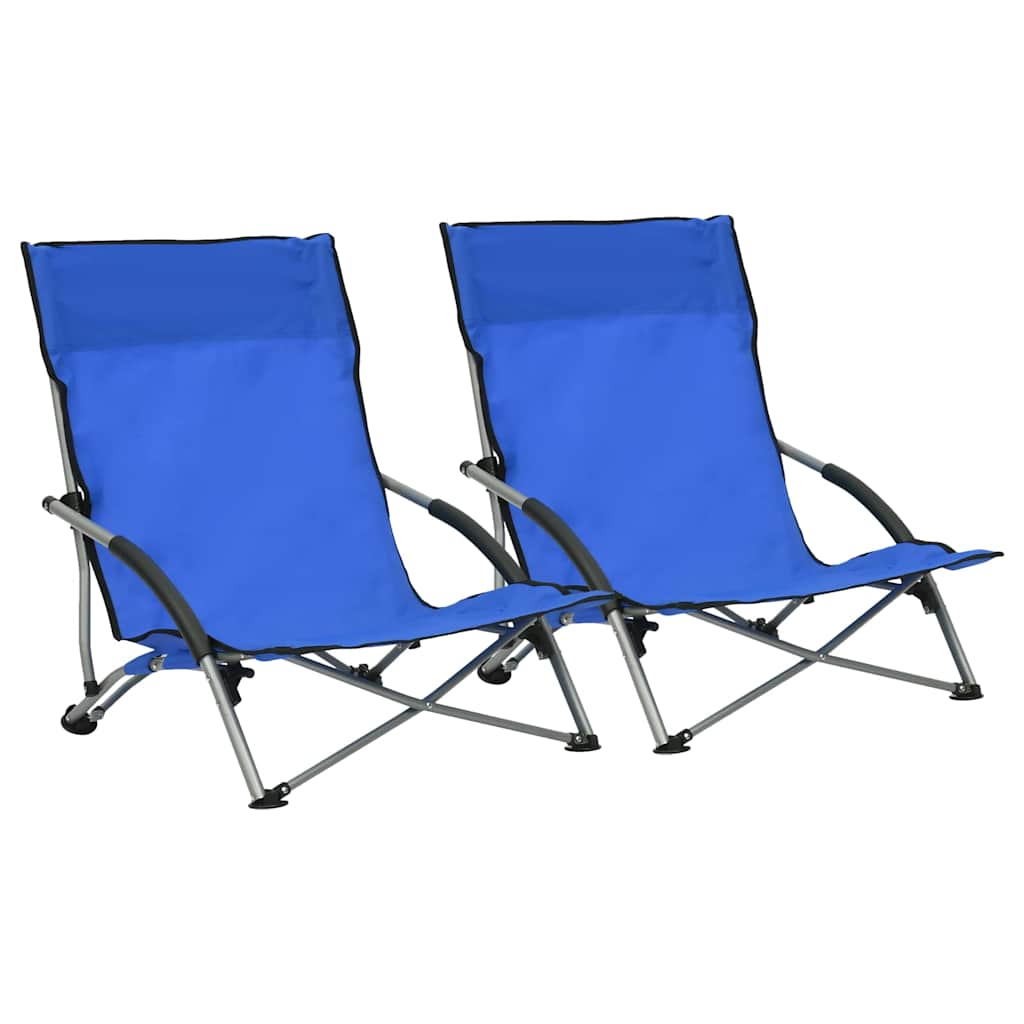 vidaXL Folding Chairs 2 pcs Blue Fabric 1