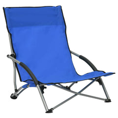 vidaXL Folding Chairs 2 pcs Blue Fabric 2