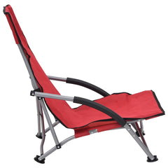 vidaXL Folding Chairs 2 pcs Red Fabric 4