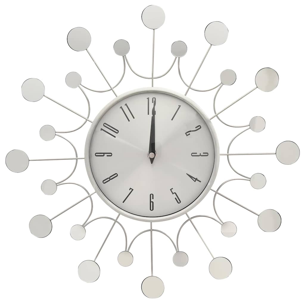 vidaXL Wall Clock | Silver | Metal, Aluminium | Medium | Decorative Inlays 2