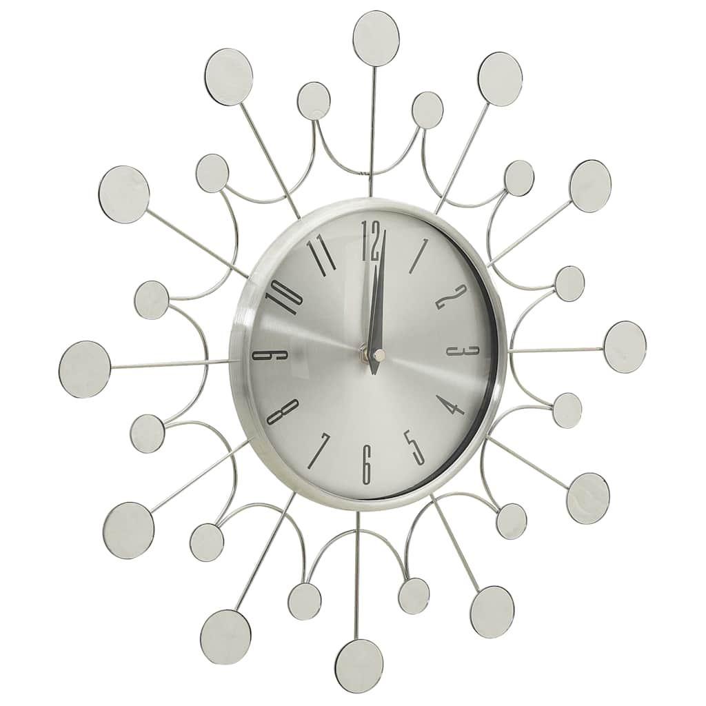 vidaXL Wall Clock | Silver | Metal, Aluminium | Medium | Decorative Inlays 3