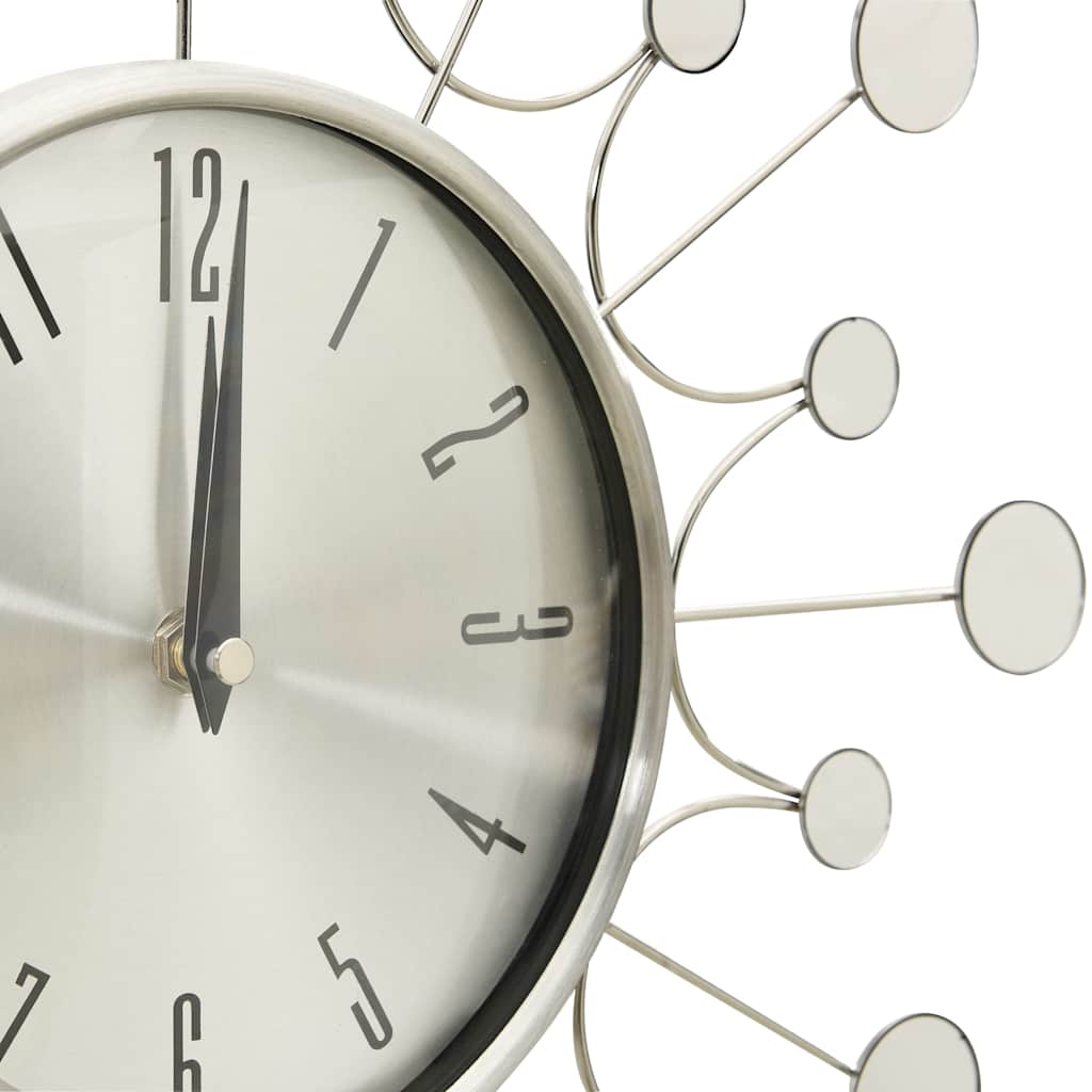 vidaXL Wall Clock | Silver | Metal, Aluminium | Medium | Decorative Inlays 4