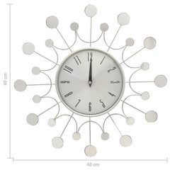 vidaXL Wall Clock | Silver | Metal, Aluminium | Medium | Decorative Inlays 5