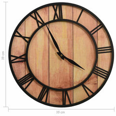 vidaXL Wall Clock | Brown and Black | MDF and Iron | 39 cm Diameter 5