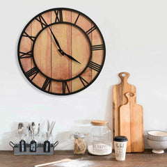 vidaXL Wall Clock | Brown and Black | MDF and Iron | 39 cm Diameter 1