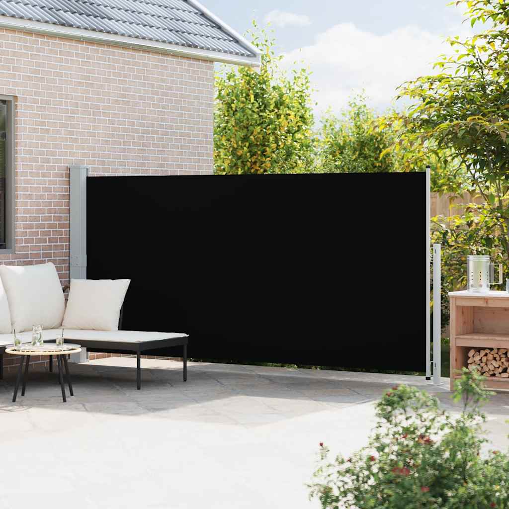 Patio Retractable Side Awning 180x514 cm Drop 500 cm Width 180 cm Black