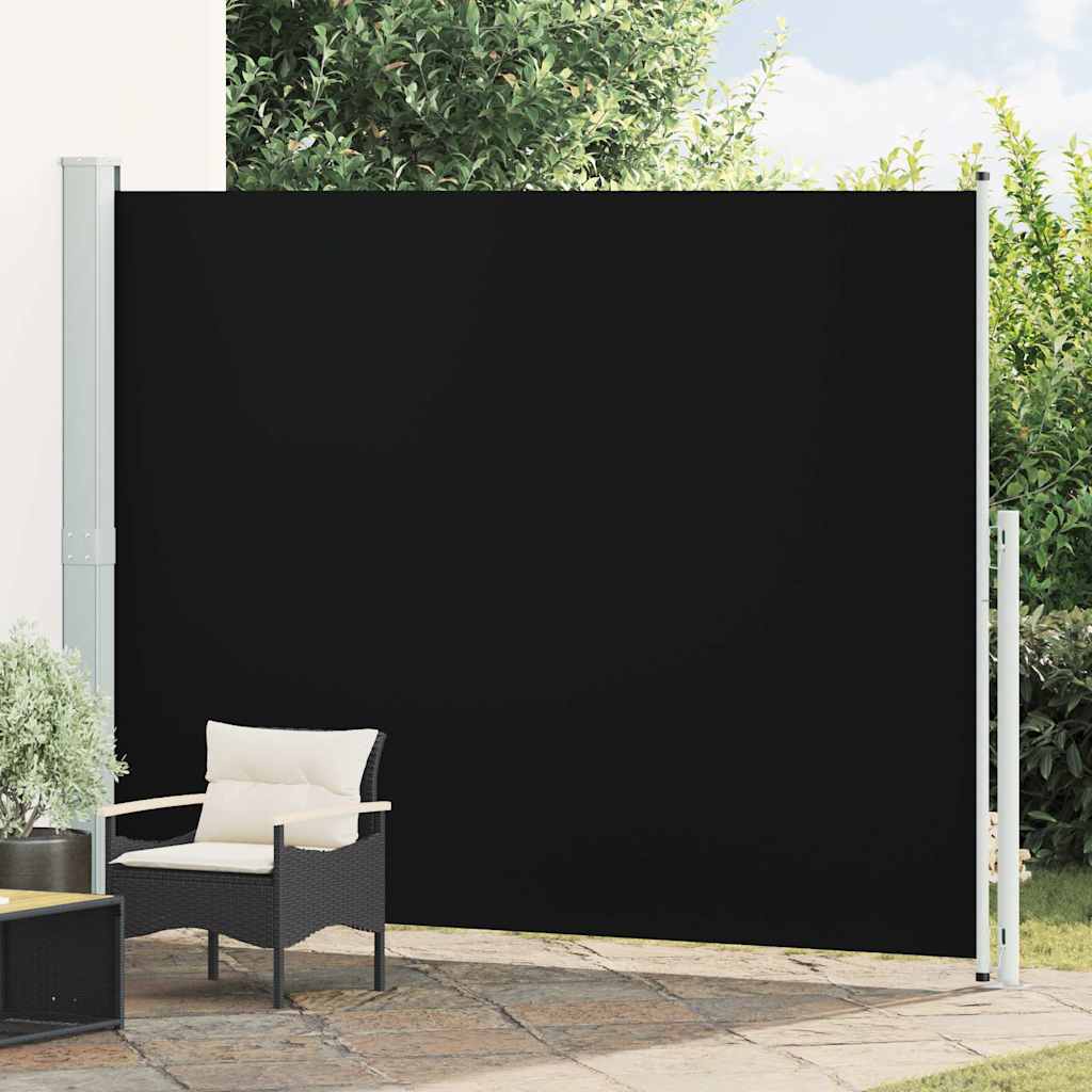 Patio Retractable Side Awning 220x314 cm Drop 300 cm Width 220 cm Black