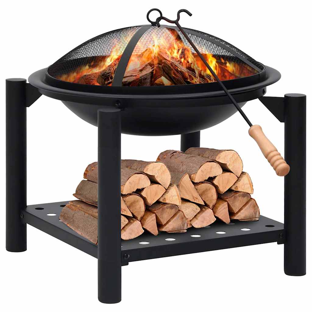 313639 vidaXL Fire Pit with Poker 54x54x55 cm Steel 1