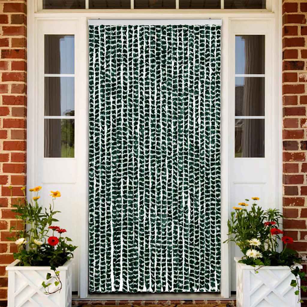vidaXL Insect Curtain Green and White 100x220 cm Chenille 1