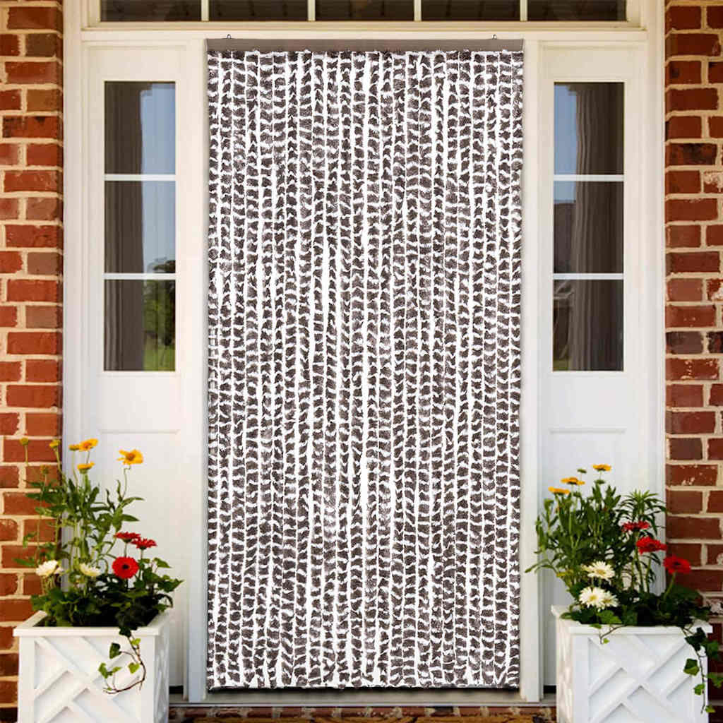 vidaXL Insect Curtain Taupe and White 100x220 cm Chenille 1