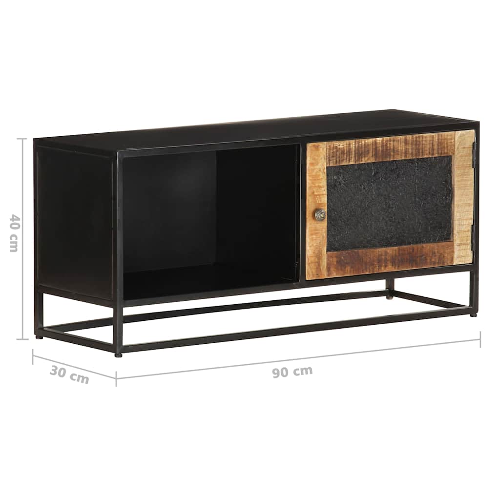 vidaXL Tv Cabinet | Black, Brown | Rough Mango Wood, Iron, MDF | Medium 6