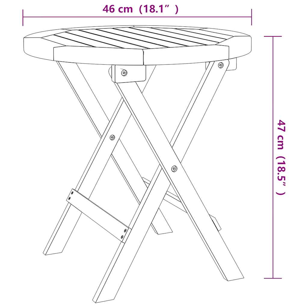 vidaXL Bistro Table | Natural wood | Solid acacia wood | Small | Folding 6