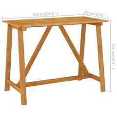 Garden Bar Table Solid Acacia Wood 140 x 70 x 104 cm