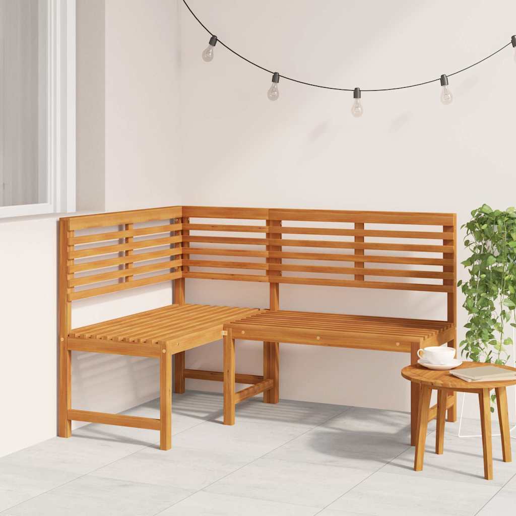 2 pcs Garden Chair Solid Acacia wood Brown L-shaped bench