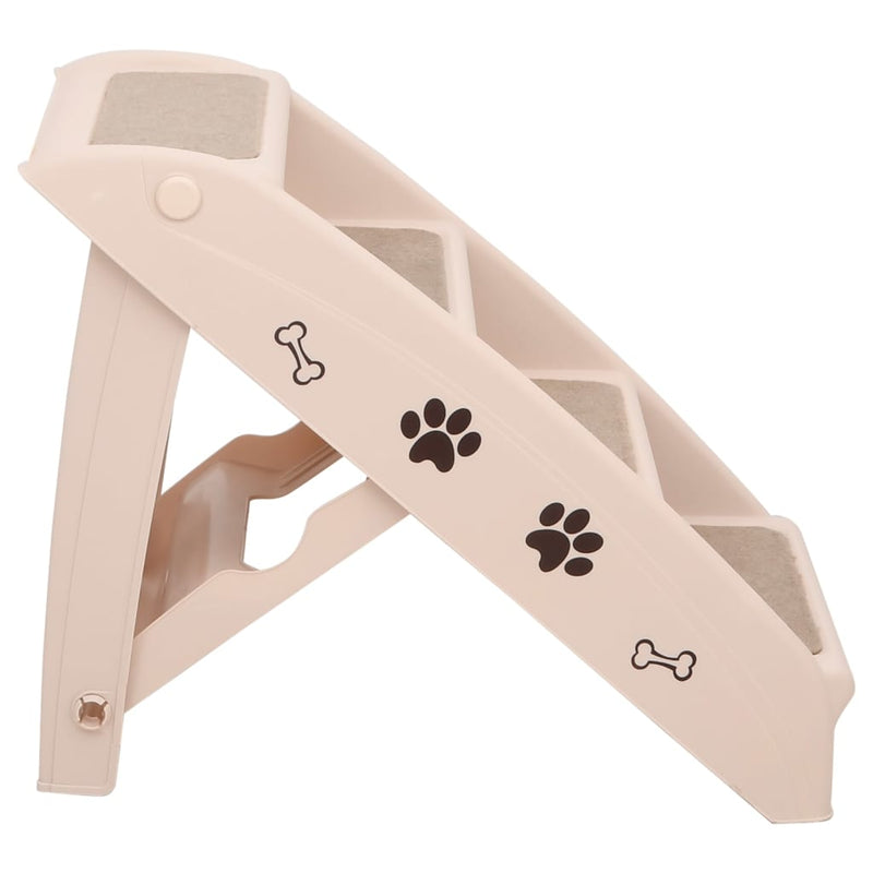 Folding Dog Stairs Cream 62x40x49.5 cm