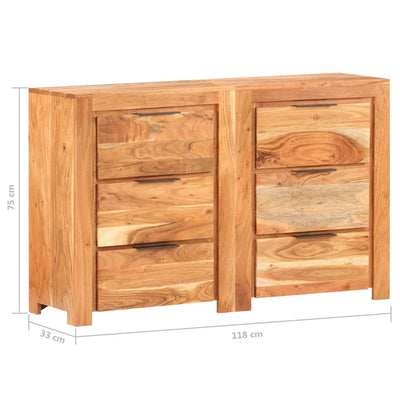 Drawer Cabinet 118x33x75 cm Solid Acacia Wood