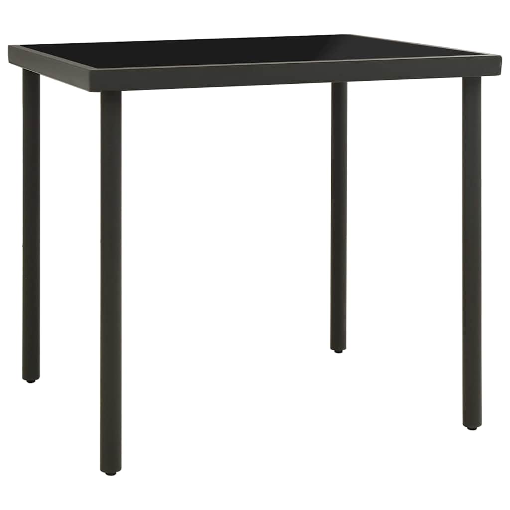 313092 vidaXL Outdoor Dining Table Anthracite 80x80x72 cm Glass and Steel 2