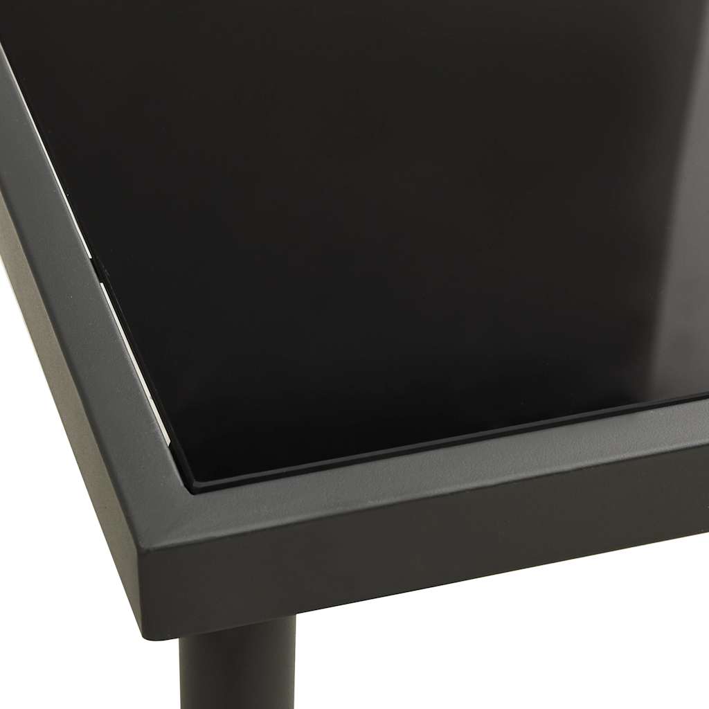 313092 vidaXL Outdoor Dining Table Anthracite 80x80x72 cm Glass and Steel 3
