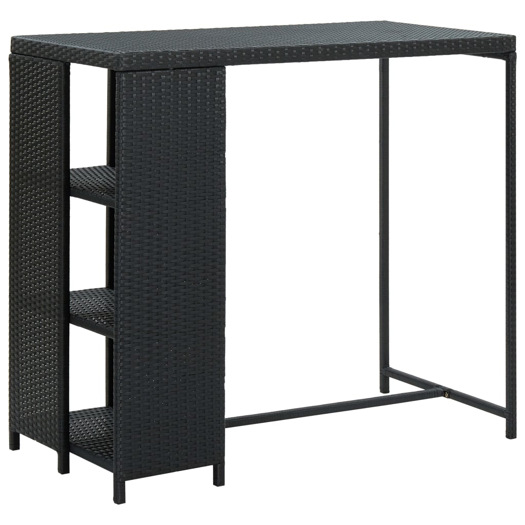 vidaXL Bar Table with Storage Rack Black 120x60x110 cm Poly Rattan 1