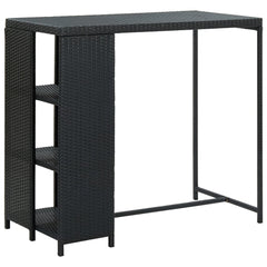 vidaXL Bar Table with Storage Rack Black 120x60x110 cm Poly Rattan 1