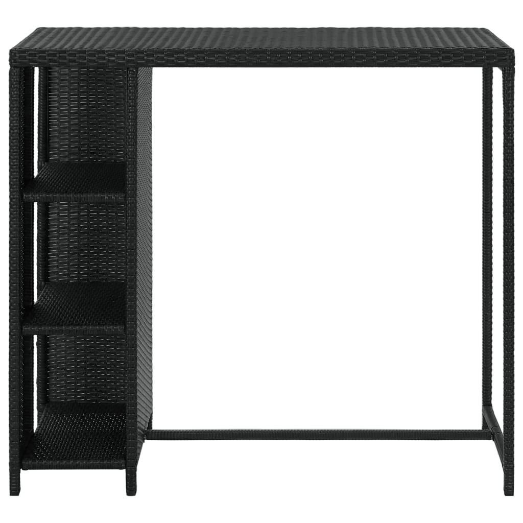 vidaXL Bar Table with Storage Rack Black 120x60x110 cm Poly Rattan 2